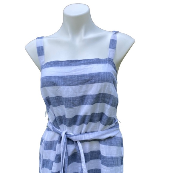 Theodore & Chelsea Blue/White Striped Ruffled Bottom Belted Sundress Sz Medium - Picture 7 of 14
